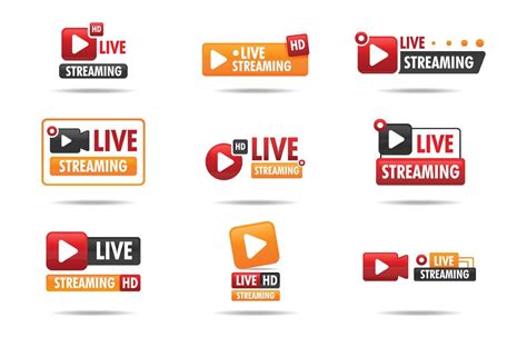 Live Streaming Logo Set Template With Hd Badges 23011067 Vector Art At