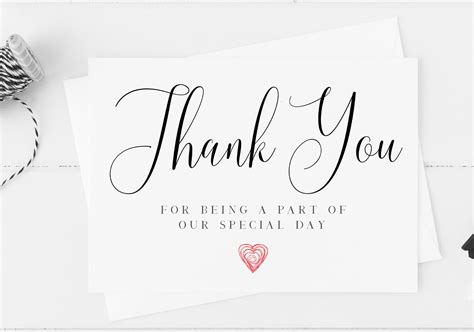 Special Day Wedding Card Thank You For Being A Part Of Our Etsy UK