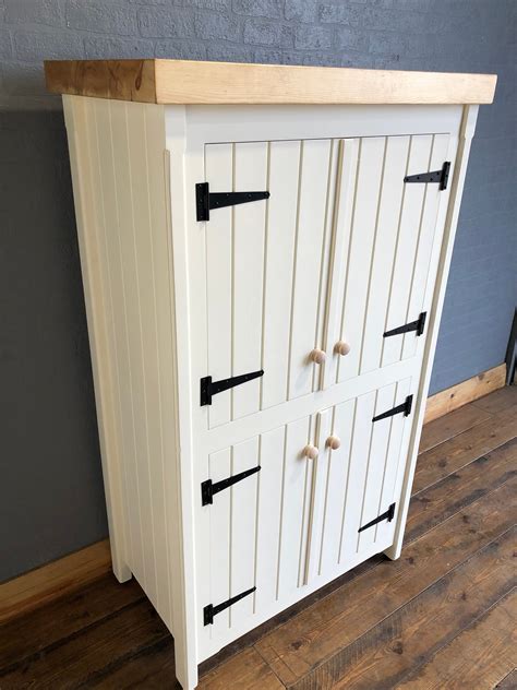 Freestanding Storage Larder with Chunky Pine Top - Handmade Pantry Unit ...