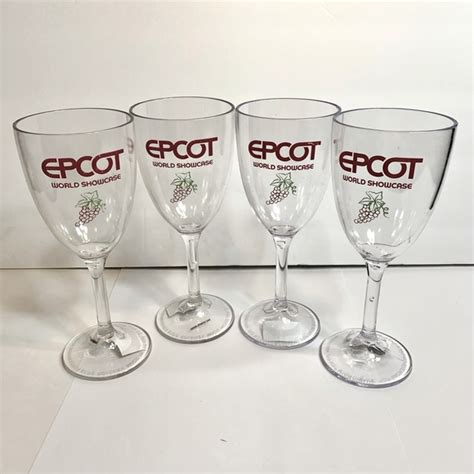 Disney Dining 4 Disney Parks Epcot 222 World Showcase Plastic Acrylic Wine Glasses 8o Poshmark