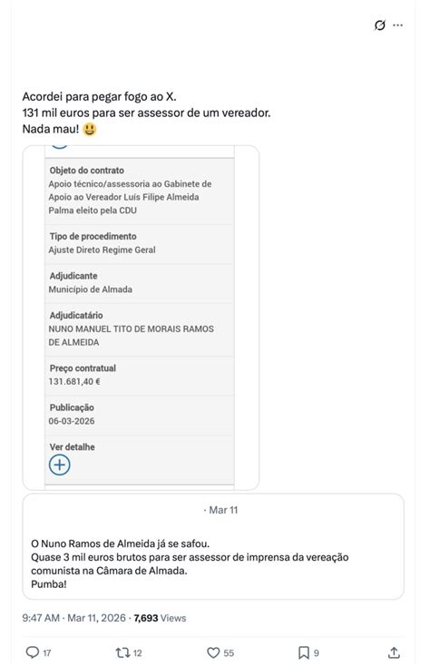 Quanto Ganha Um Assessor De Vereador - Vereador da CDU na Câmara de Almada contrata assessor que ganha "quase ...