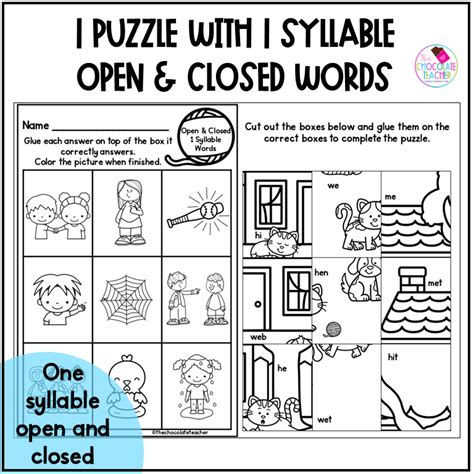 Open And Closed Syllables Worksheets Mystery Picture Puzzles Made