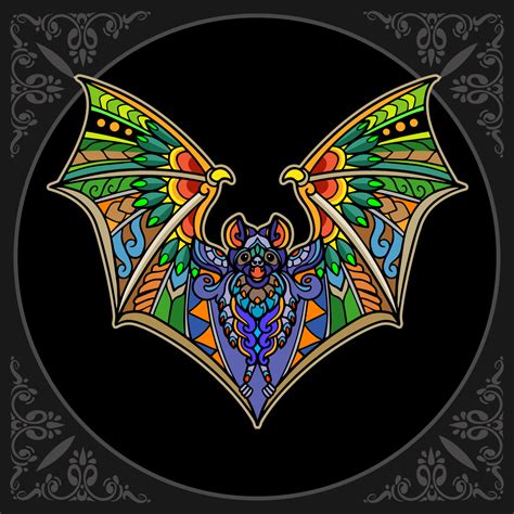 Colorful Bat mandala arts isolated on black background 11825784 Vector ...