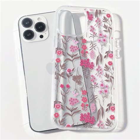 Clear Pink Floral Phone Case - Etsy