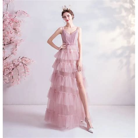 Chic Beautiful Nude Evening Dresses 2020 A Line Princess Spaghetti