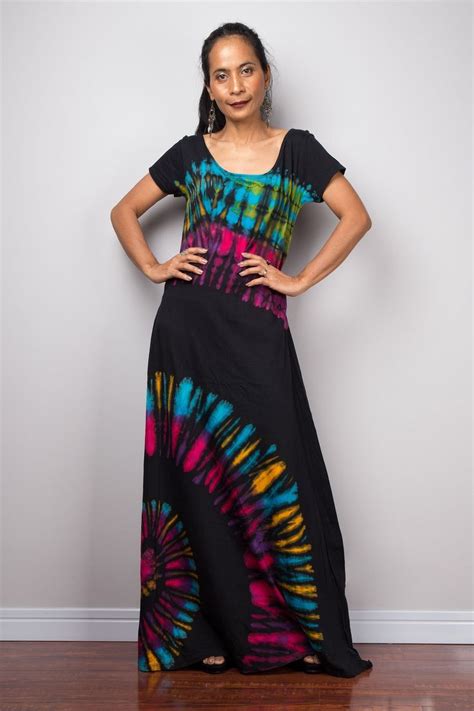 Tie Dye Festival Maxi Dress Rainbow T Shirt Dress Hand Dyed Etsy