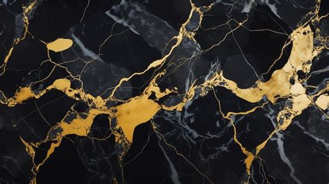 Premium AI Image | A black and gold marble with gold veins