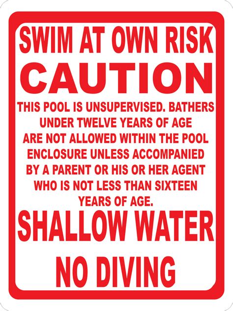 Swim At Your Own Risk Caution Sign Signs By Salagraphics