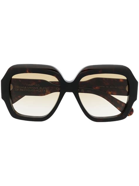 Chloé Eyewear Oversized Frame Gradient Sunglasses Brown Farfetch