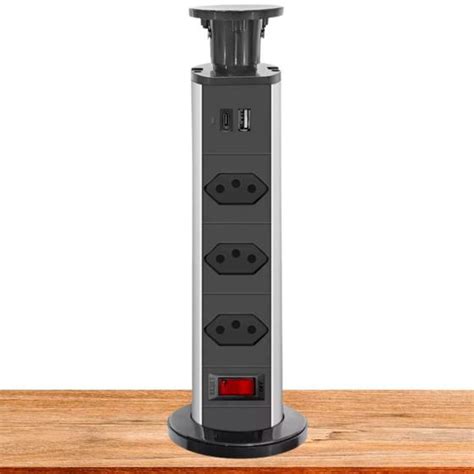 Torre De Tomadas Multiplug Retr Til Mesa Bivolt Usb Tipo C B Max