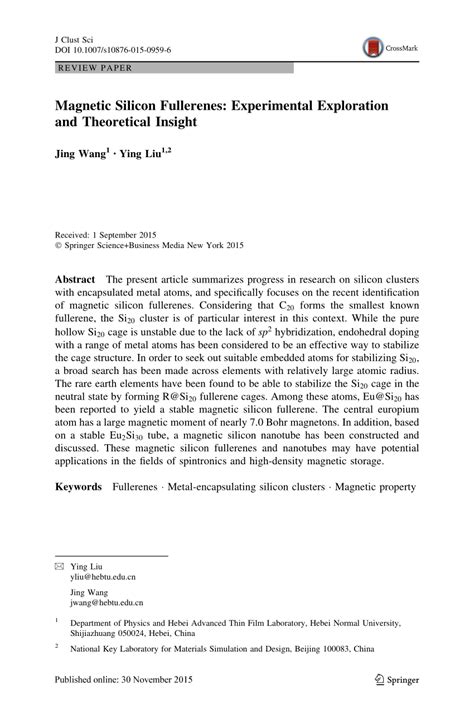 PDF Review Paper Magnetic Silicon Fullerenes Experimental