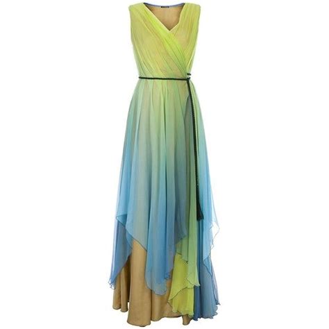 Liska By Thomas Kirchgrabner Na Green Blue Yellow Chiffon Blue