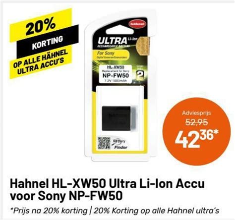 Hahnel HL XW50 Ultra Li Ion Accu Voor Sony NP FW50 Aanbieding Bij