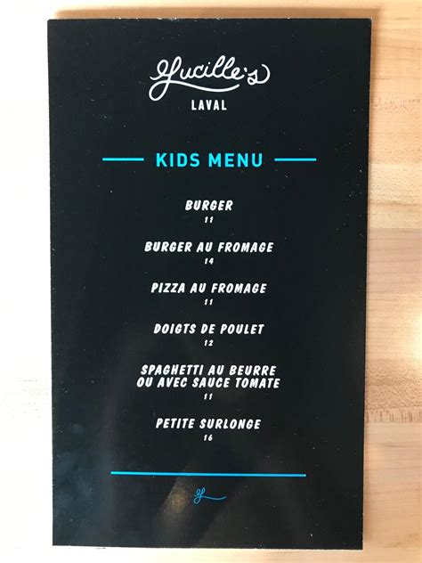 Menu at Lucille's Laval pub & bar, Laval