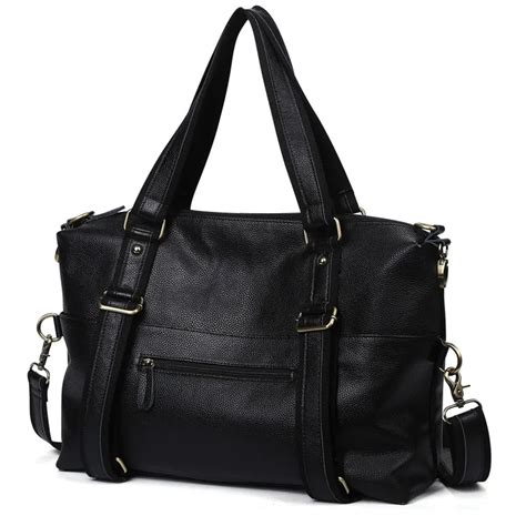 Nesitu Large Capacity Black Genuine Leather A4 Ol Women Handbags 14