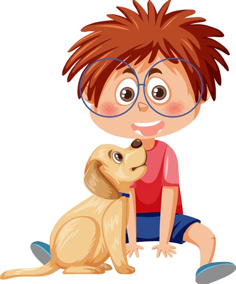 A boy with his dog cartoon character 11279737 Vector Art at Vecteezy