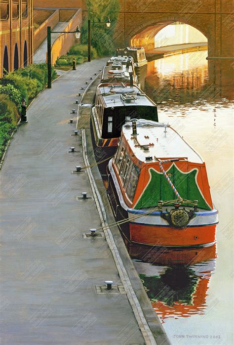 ‘Canal Boats At Rest, Sheepcote Street’ – art print from a watercolour