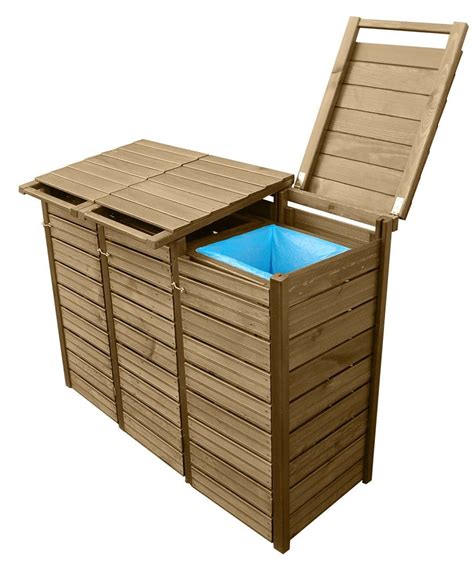 Drewniana Obudowa Kosz Pojemnik Mieci Segregacja Outdoor Storage Bin