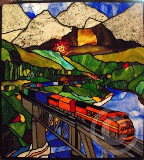 Bnsf Train Good Small By Sherry Yost On Artwanted Stained Glass Stained Glass Suncatchers