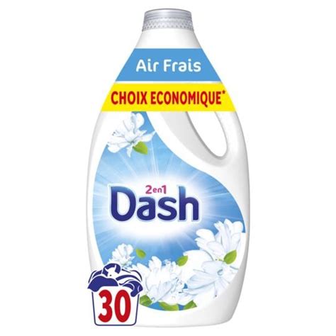 Lessive Liquide Détergent Air Frais et Fleurs Blanches DASH le bidon