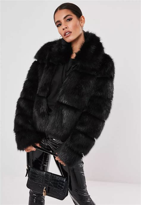 Black Faux Fur Pelted Coat Missguided Short Faux Fur Coat Black Faux Fur Jacket Fashion