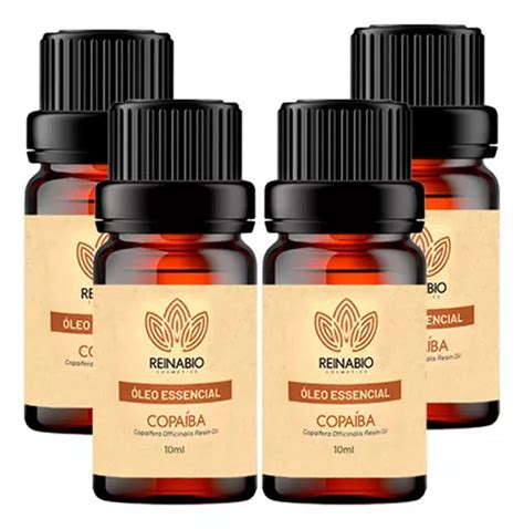 Kit 4 Aceite Esencial De Copaiba Aromaterapia 100 Pura 10 Ml