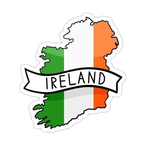 Ireland Flag Map Sticker Sticker For Sale By Drawingvild Ireland