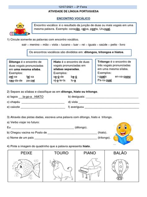Encontro vocálico: classificando ditongos, hiatos e tritongos | PDF ...