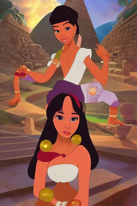 Prompthunt Girl Chel From The Cartoon The Road To Eldorado Sits On The