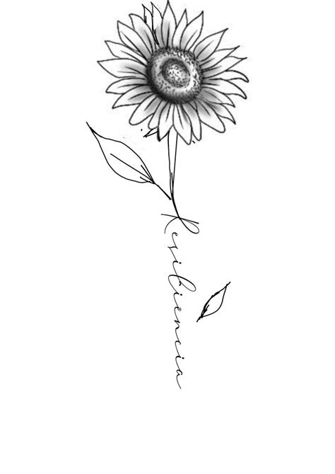 A Black And White Drawing Of A Sunflower