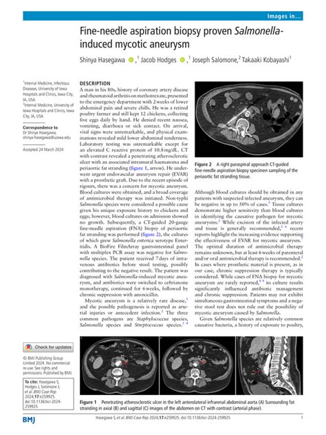 Fine Needle Aspiration Biopsy Proven Salmonella Induced Mycotic