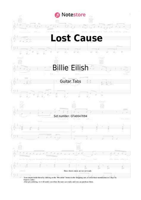 Billie Eilish Lost Cause Acordes Tablaturas Para Guitarra En Note