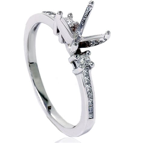 Pompeii3 1 2ct Princess Cut Diamond Ring Mounting 14K White Gold