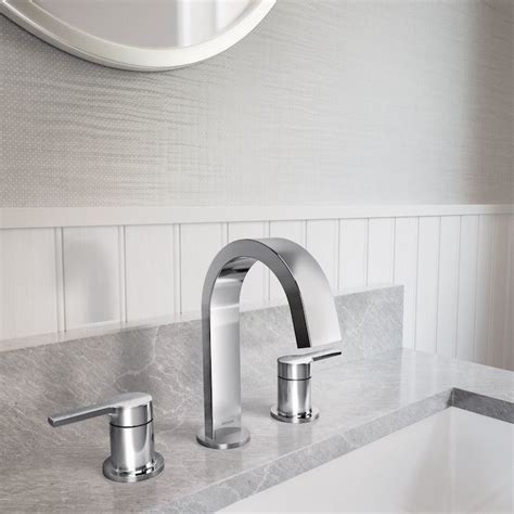 Moen Avri Chrome Widespread Two Handle Deck Mount Watersense Labeled High Arc Bathroom Sink