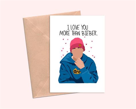 Printable Justin Bieber Card Instant Download Valentines Day Card Love Card Friend Card Etsy