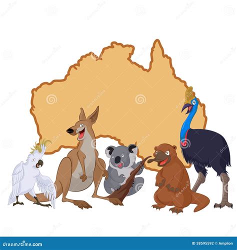 Australia With Cartoon Animals Stock Photography - Image: 38595592