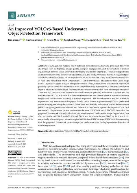 Pdf Underwater Object Detection Model Based On Yolov Architecture