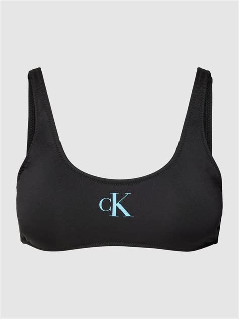 Kup Online Calvin Klein Underwear Top Bikini Z Nadrukiem Z Logo Czarny