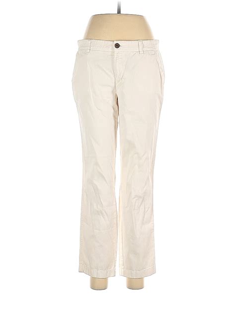 J Crew Factory Store Cotton Solid Colored Ivory Khakis Size