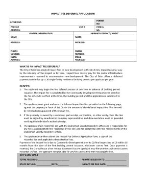 Fillable Online IMPACT FEE DEFERRAL APPLICATION City Of Brier Fax