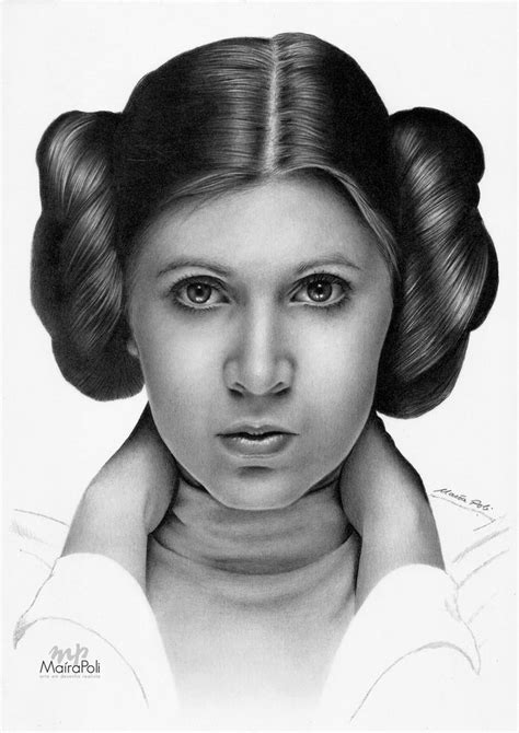 Princess Leia Star Wars Carrie Fisher Black And White Realistic