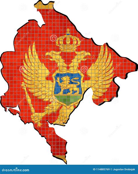 Montenegro Map With Flag Inside Stock Vector Illustration Of