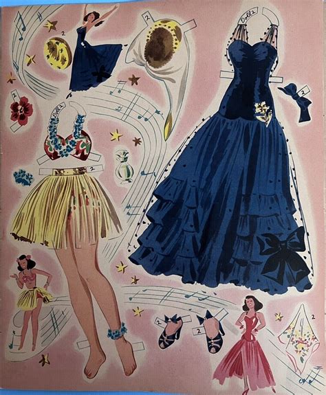 Original Vintage 1942 Rita Hayworth Paper Dolls~mostly Uncut~rare