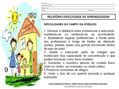 Relatorio De Aluno Com Dificuldade De Aprendizagem Educaçao Infantil