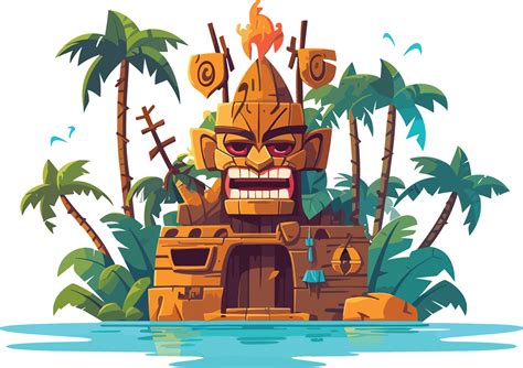 tiki festival island, tiki island vector illustration for t-shirt design, wall paper and ...