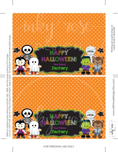 Halloween Treat Bag Toppers Printable Halloween Birthday Party Etsy