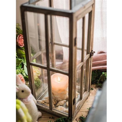 Decorative Table Lantern Wooden Glass Lantern – RusticReach