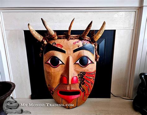 38" x 28" Gitxsan Shaman Mask, horned, Rupert Jeffrey - SOLD • My Mondo ...