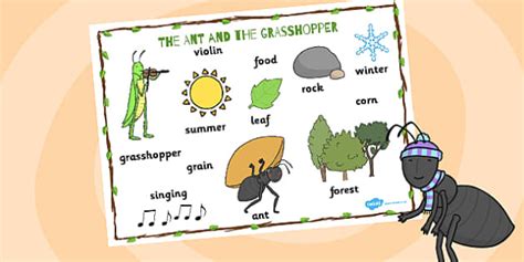 The Ant And The Grasshopper Word Mat Teacher Made Twinkl