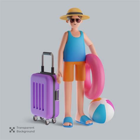 Ilustração 3d De Personagem De Verão Psd Premium